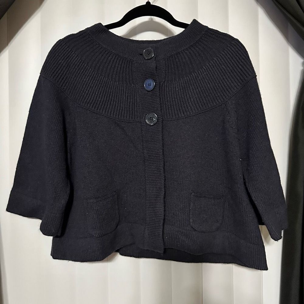 Apostrophe dark grey cardigan style sweater, 3 button , 2 small frontal pockets